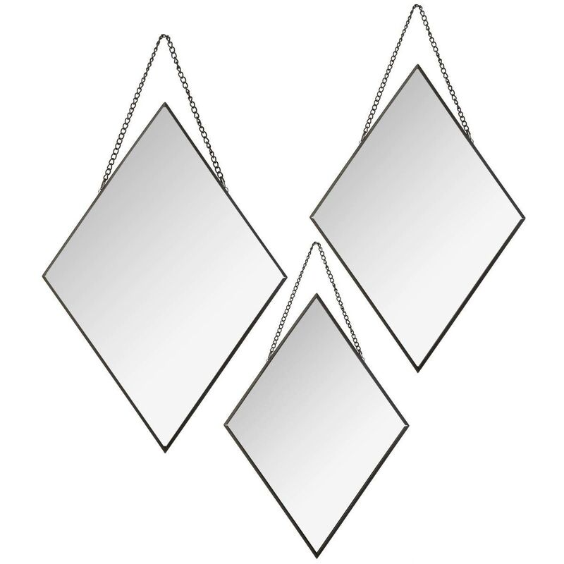 Juego de 4 espejos cuadrados negros para espejos de pared de metal para  decoración del hogar, espejos decorativos colgantes horizontales o  verticales