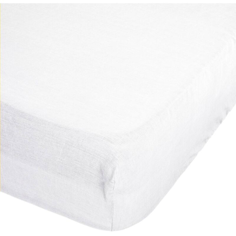 Sábana bajera ajustable lisa Marfil cama 150 cm - 150x200 cm, algodón 200  hilos.