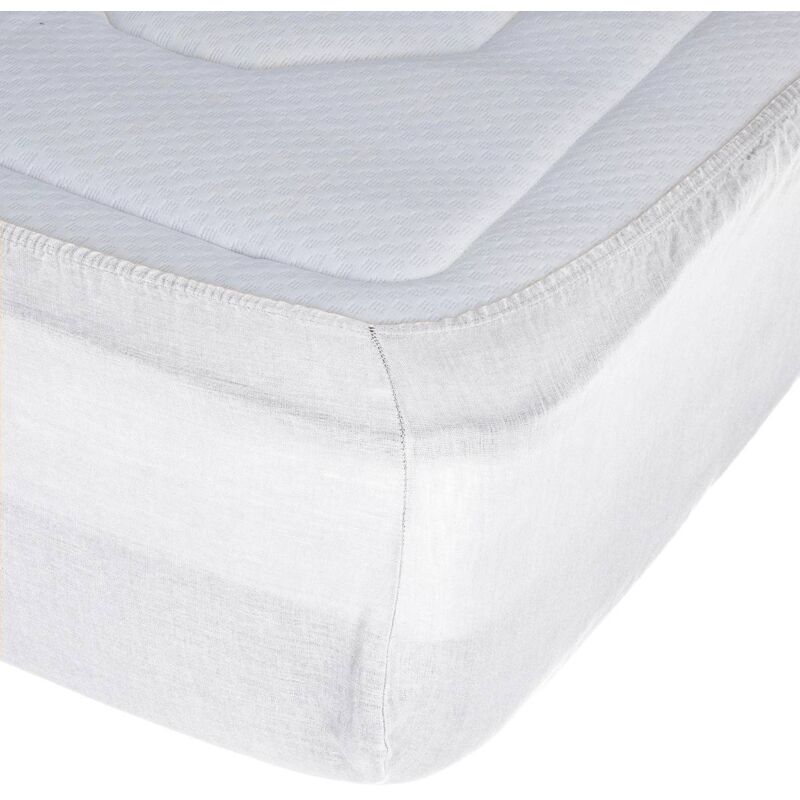 Sábana bajera ajustable lisa Marfil cama 160 cm - 160x200 cm, algodón 200  hilos.