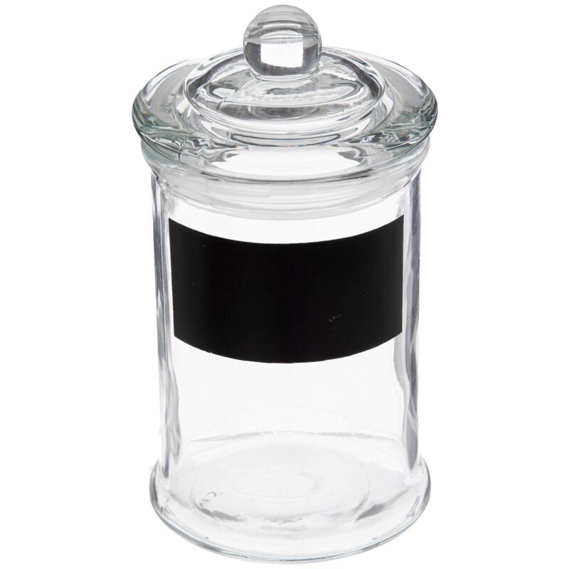Vaso de cristal con asa, tapa negra y pajita.Dimensión: 8 x 8 x 13 cm.