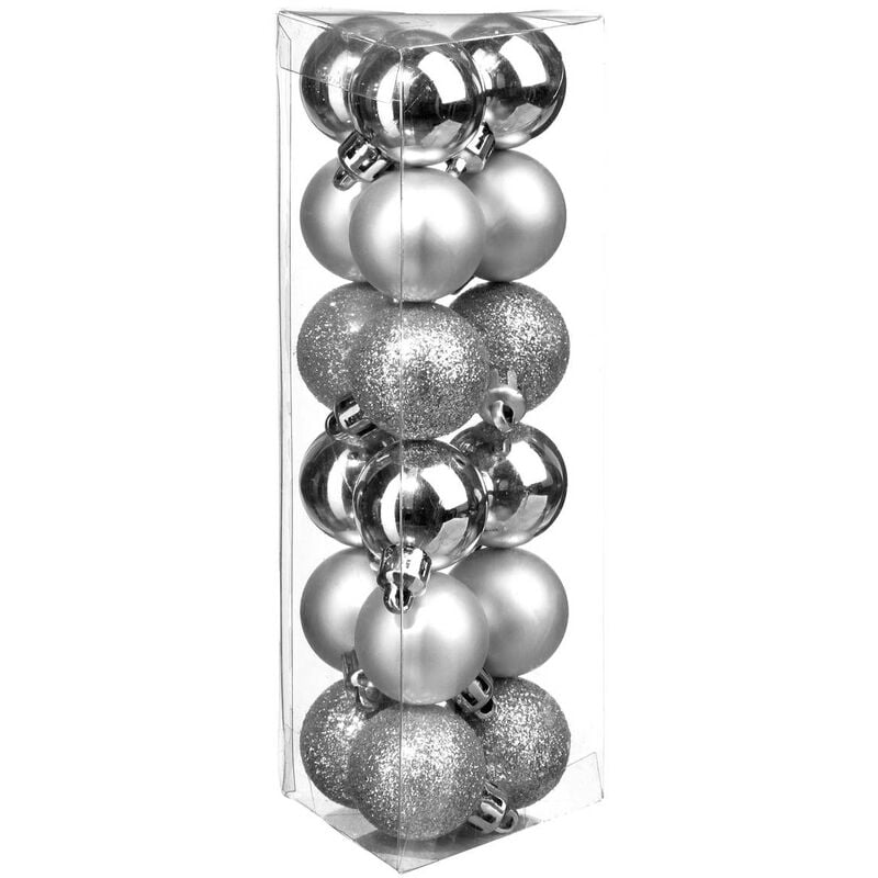 Bola de navidad 30mm x 18 plata. - Feeric Lights & Christmas