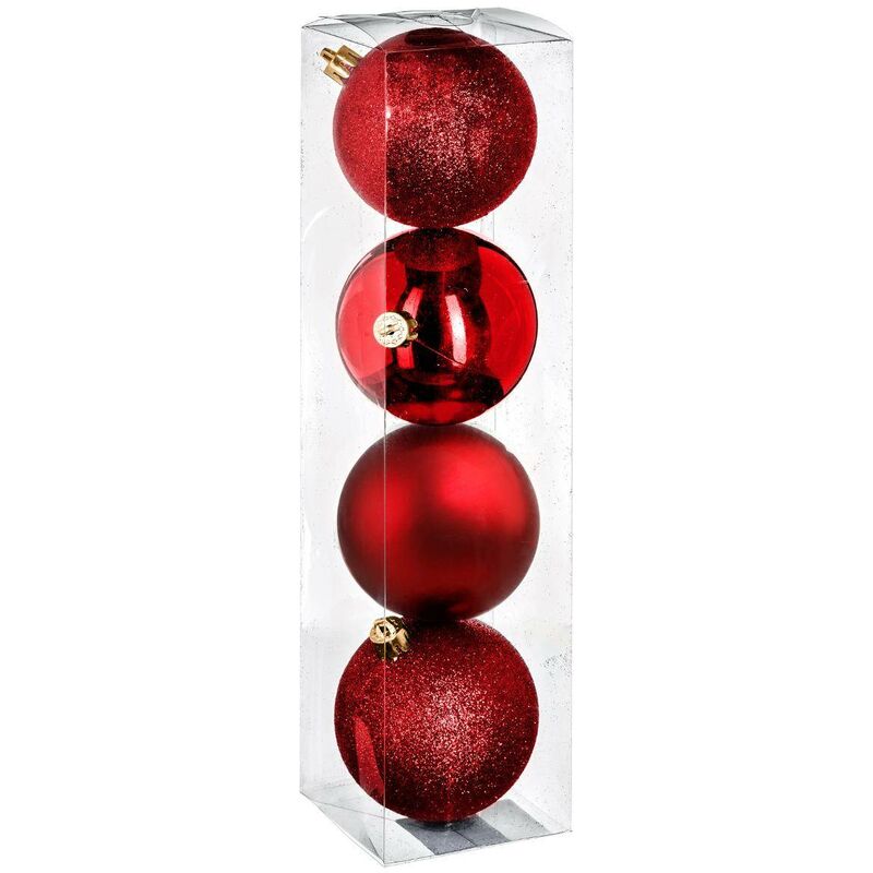 Bola de navidad roja 80mm x 4 - Feeric Lights & Christmas