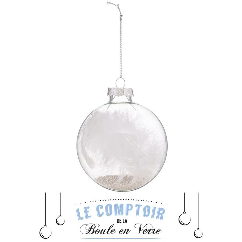 Bola de navidad de plumas blancas - bolas interiores, 80 mm. - Feeric Lights & Christmas