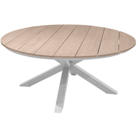 Mesa de jardín redonda oriengo acacia y blanco - 8 asientos - Hespéride