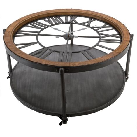 Mesa de centro 'Chrono' - metal y madera D. 90 cm - Atmosphera créateur d'intérieur (1/5)
