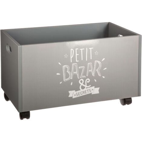 Baúl Bazar Estilo Contenporáneo en Color Gris con Ruedas en Negro 45x29x28 cm (1/5)