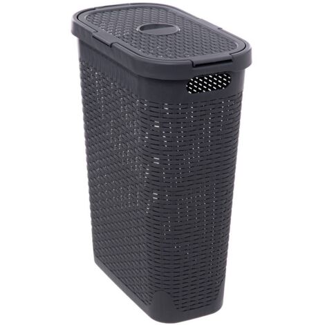Papelera slim de ratán 40l gris hormigón - 5five