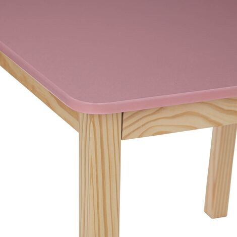 Mesa classic de pino y madera 60x60cm rosa - Atmosphera créateur d'intérieur