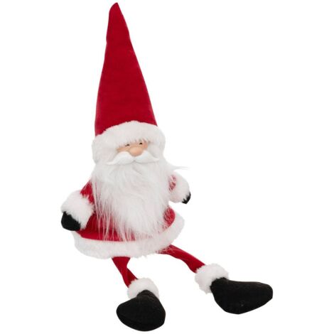 Figura De Papá Noel Sentado - Decoración Navideña De Tela Y Plástico Para Interiores Y Escaparates