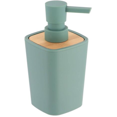 Dispensador de jabón de goma + abs y bambú 380 ml - verde salvia - Tendance (1/2)