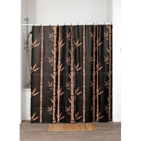 Rideau De Douche Boho 180X200 Cm, Style Boho Abstrait Moderne Carpe Koi Noire Feuilles D'Or