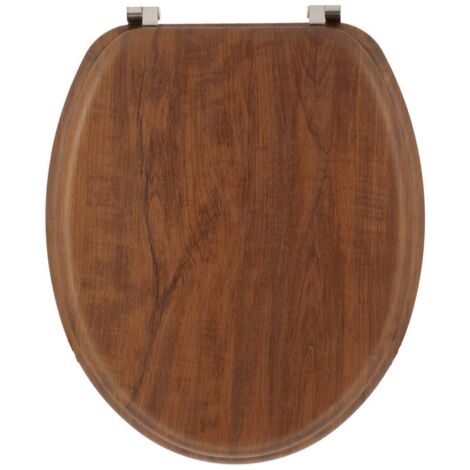 Asiento de inodoro de madera moldeada de 18 pulgadas con fijaciones de acero inoxidable - acacia rústica - Tendance