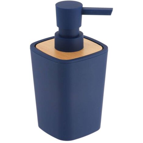 Dispensador de jabón de goma + abs y bambú 380 ml - azul marino - Tendance