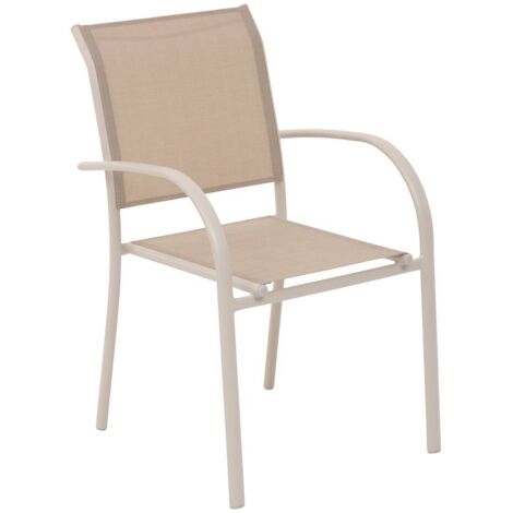 Sillón de jardín apilable Piazza lino y arcilla en aluminio tratado con epoxi - Hespéride
