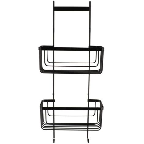 Set de mampara metálica 2 cestas + 2 ganchos - negro mate - Tendance