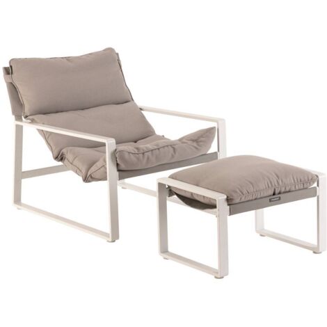 Sillón de jardín Lambinio de aluminio blanco en acero tratado con epoxi - Hespéride