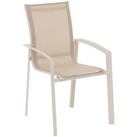Sillón de jardín apilable Axant lino y arcilla en aluminio - Hespéride