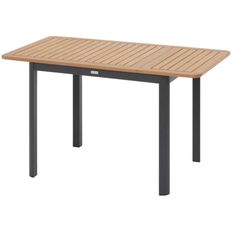 Mesa de jardín extensible Folya de aluminio tratado con epoxi, lino y arcilla, capacidad para 4 personas - Hespéride