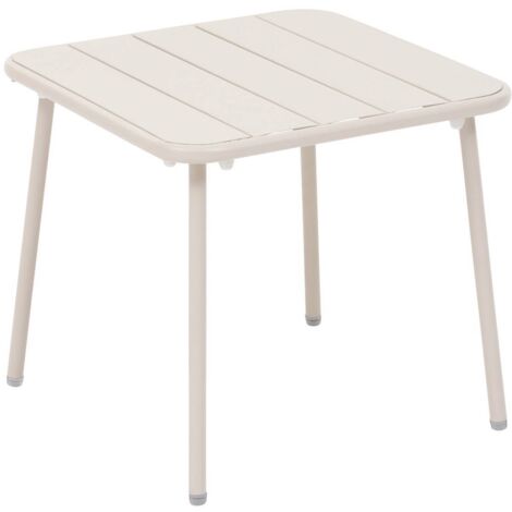 Mesa de centro cuadrada de jardín Phuket de acero con tratamiento epoxi arcilla  - Hespéride