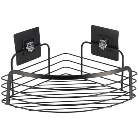 Estante esquinero de metal pintado sobre tarjeta adhesiva 3 m - negro mate - Tendance