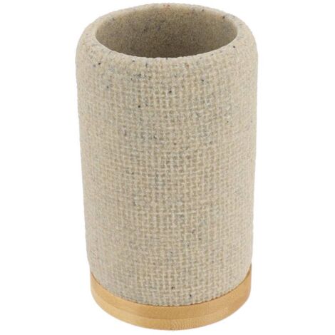 Vaso redondo de poliresina con malla y efecto bambú - natural - Tendance (1/2)