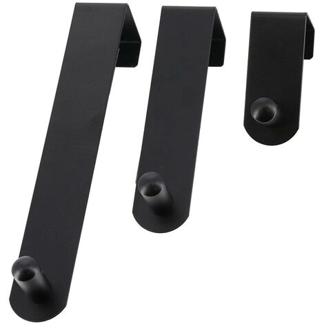 Juego de 3 soportes de puerta de acero inoxidable - negro - Tendance