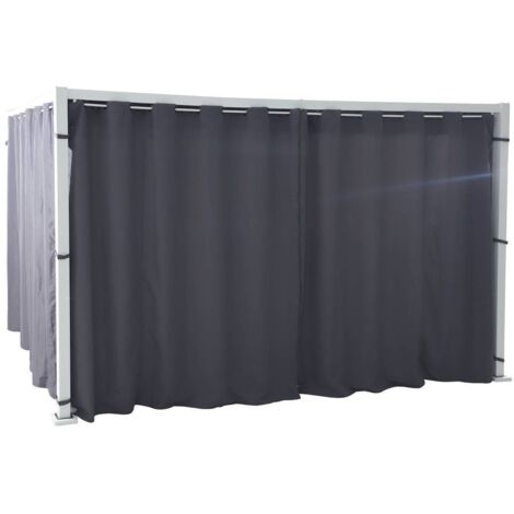Kit de cortinas y rieles para cenador Zalya blanco pizarra - Hespéride