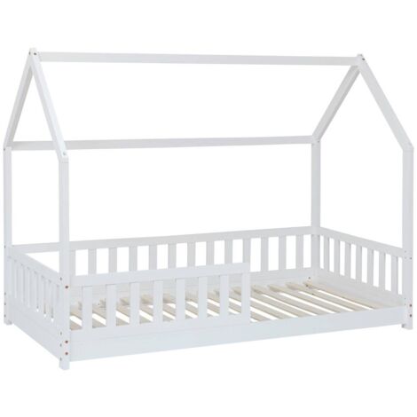 Cama Infantil Cabaña Bosco Blanca en Forma de Casa 90x190 cm Fabricada en Melamina