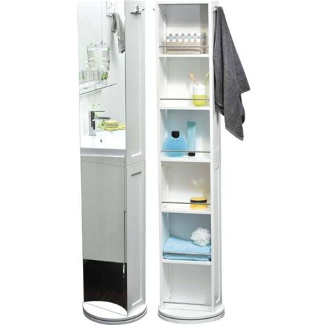 Columna giratoria de mdf con espejo y nichos de almacenamiento - blanco - Tendance