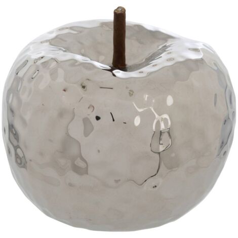 Pamela manzana decorativa H.14cm cerámica plateada - Atmosphera créateur d'intérieur