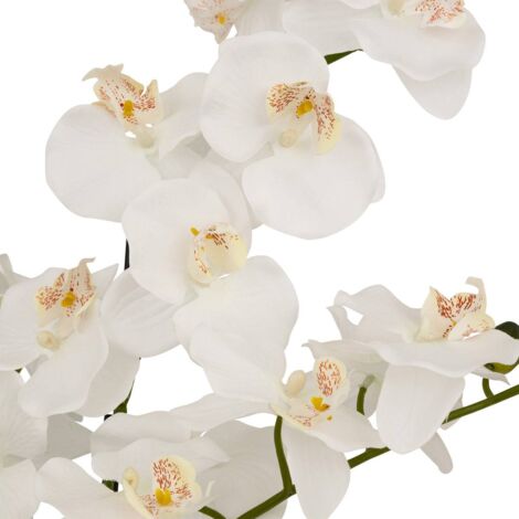 Orquídea Blanco Verde Artificial En Maceta De Cerámica H.34 Cm