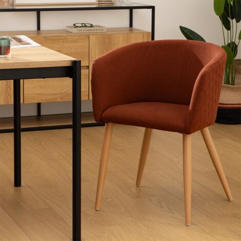 Atmosphera Fauteuil à Dîner Marlo Hêtre Ambre - Design Élégant Et Confort Exceptionnel