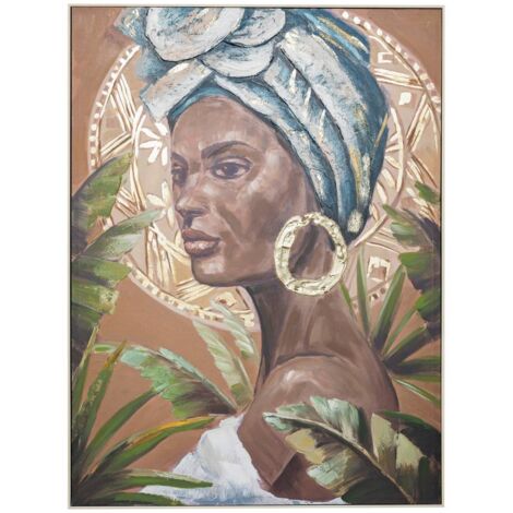 Lienzo pintado enmarcado Macarena marrón 122x92cm - Atmosphera créateur d'intérieur