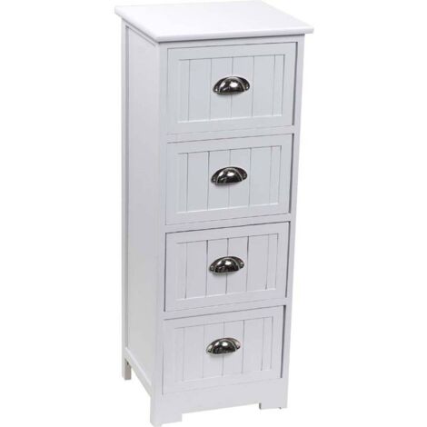 Paulownia mdf 4 cajones con tirador - blanco - Tendance