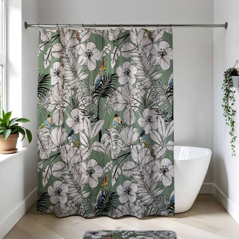Cortina de ducha peva 180x180 cm - jungle fever kaki - Tendance