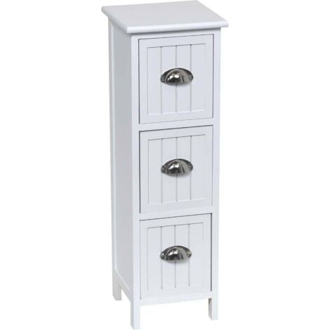 Paulownia mdf 3 cajones con tirador - blanco - Tendance