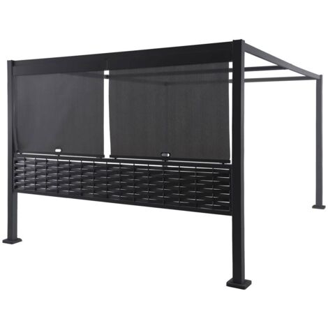 Kit de toldos para cenador Zalya grafito 3m - 2 toldos + 2 semipaneles decorativos - Hespéride