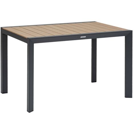 Mesa de jardín Évasion efecto madera miel y grafito 4 plazas aluminio lates - Hespéride