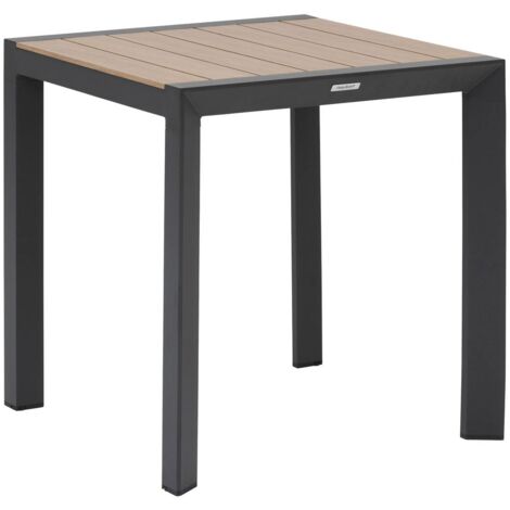 Mesa de jardín Evasion efecto madera miel y grafito 2 plazas aluminio lates - Hespéride