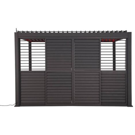 Persiana corredera para pérgola bioclimática Evora - 1 3 lados - 2,7 x 2,3m Grafito - Hespéride
