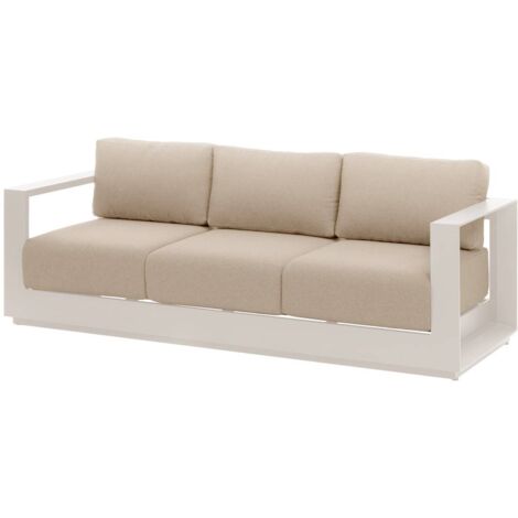 Sofá de jardín de 3 plazas Allure avena & beige cebrano de aluminio y poliéster - Hespéride