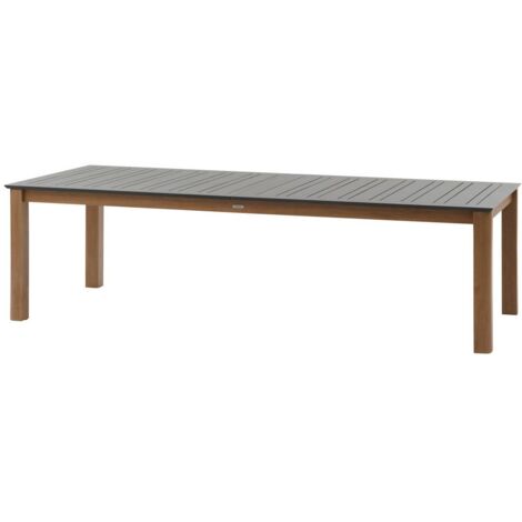 Mesa de jardín extensible rectangular de aluminio para 14 personas Miceira grafito y miel - Hespéride