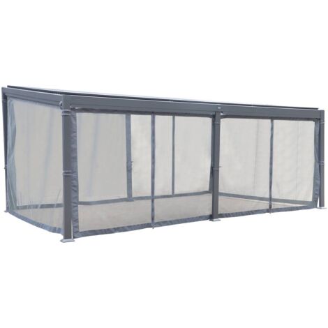 Mosquitera para pérgola bioclimática Ávila grafito 6 x 3,5m en poliéster - Hespéride
