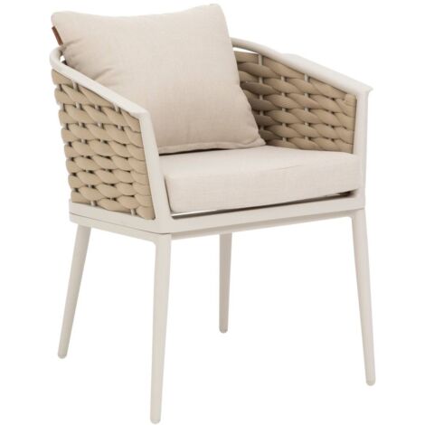 Lote de 2 sillones de jardín Yconia de aluminio y poliéster color arcilla y beige - Hespéride