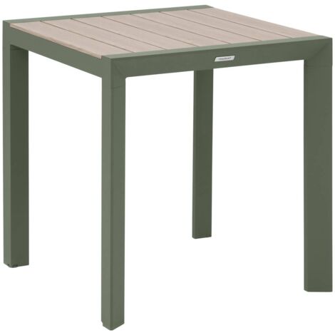 Mesa de jardín Évasion efecto madera lino y laurel verde 2 plazas aluminio lates - Hespéride