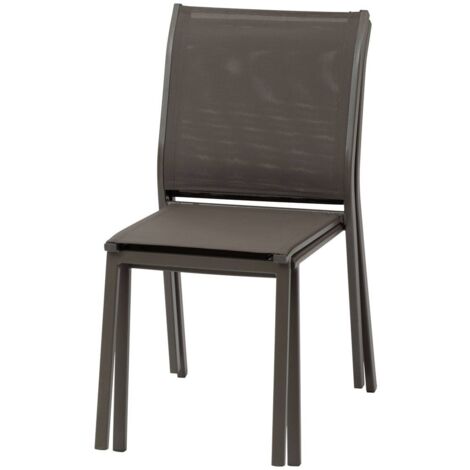 Silla De Jardín Apilable Hespereide Essentia De Aluminio Y Texaline En Color Wengé Y Praliné, Resistente Y Ligera Para Terraza