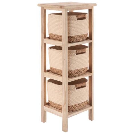 Paulownia mueble 3 cajones planta y algodon - beige natural - Tendance