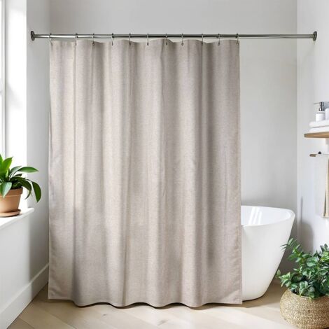 Cortina de ducha de lino poliéster 180x200cm - topo - Tendance