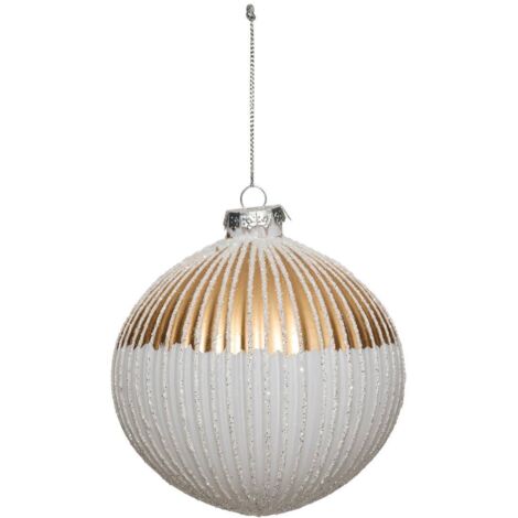 BDN GLASS 100MM ORO VETEADO BLANCO - Feeric lights & christmas