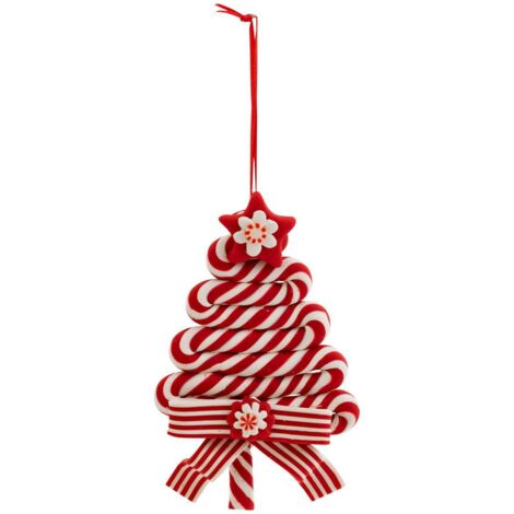Árbol de caramelo sujeto resina H.13cm rojo y blanco - Atmosphera créateur d'intérieur
